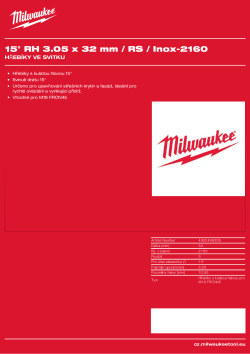 MILWAUKEE 15°RH 3,05x32mm/RS/Inox-2160k ks 4932499328 A4 PDF