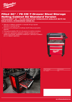 MILWAUKEE TOOLGUARD™ 30″ / 78 cm naplněná 7zásuvková ocelová skříň na kolečkách, standardní verze EU 4932498185 A4 PDF