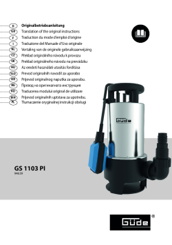 GÜDE Ponorné kalové čerpadlo GS 1103 PI 94639 Manuál