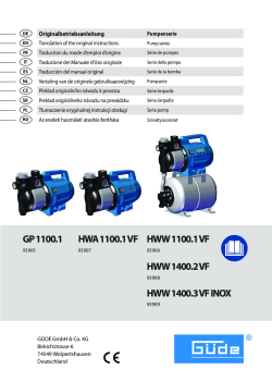 GÜDE Domácí vodárna HWW 1400.3 VF INOX 93909 Manuál