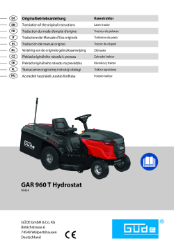 GÜDE Zahradní traktor GAR 960 T-H 95454 Manuál