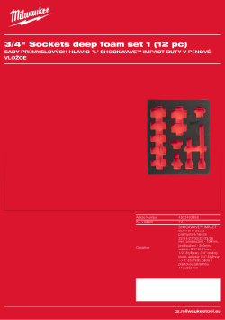 MILWAUKEE Sada 1 - 12 ks 3/4" dlouhých průmyslových hlavic 4932493398 A4 PDF