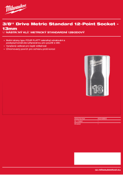 MILWAUKEE 3/8'' Drive Metric Standard 12-Point Socket 4932498805 A4 PDF
