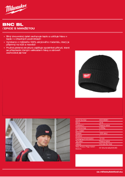 MILWAUKEE Čepice s manžetou - černá 4932499381 A4 PDF