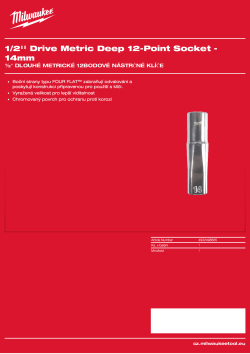 MILWAUKEE 1/2'' Drive Metric Deep 12-Point Socket 4932498835 A4 PDF