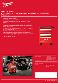 MILWAUKEE TOOLGUARD™ 27" / 69cm ocelová skříňka na kolečkách se 7 zásuvkami 4932498252 A4 PDF