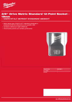 MILWAUKEE 3/8'' Drive Metric Standard 12-Point Socket 4932498811 A4 PDF