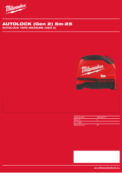 MILWAUKEE AUTOLOCK Tape Measure (Gen 2) 4932498772 A4 PDF