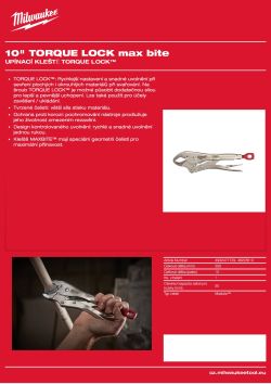 MILWAUKEE Upínací kleště 10″ TORQUE LOCK™ MAXBITE™ 4932471729 A4 PDF