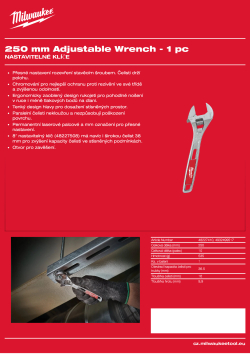 MILWAUKEE 250 mm nastavitelný klíč 4932499517 A4 PDF