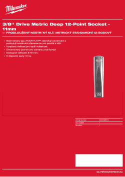 MILWAUKEE ⅜″ prodloužený nástrčný klíč metrický standardní 12-bodový - 11 mm 4932498815 A4 PDF