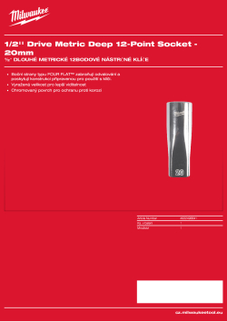 MILWAUKEE 1/2'' Drive Metric Deep 12-Point Socket 4932498841 A4 PDF