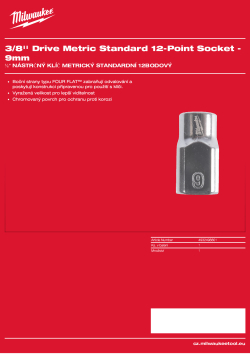 MILWAUKEE 3/8'' Drive Metric Standard 12-Point Socket 4932498801 A4 PDF