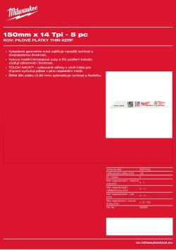 MILWAUKEE SAWZALL™ B. 150 x 14T - 5 ks 48475182 A4 PDF