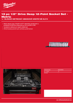 MILWAUKEE ½″ sada dlouhých metrických 12bodových nástrčných klíčů 13 ks 4932498798 A4 PDF