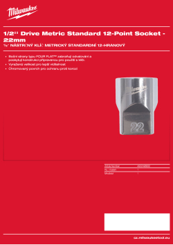MILWAUKEE 1/2'' Drive Metric Standard 12-Point Socket 4932498832 A4 PDF
