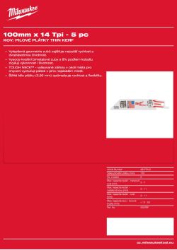 MILWAUKEE SAWZALL™ B. 100 x 14T - 5 ks 48475181 A4 PDF