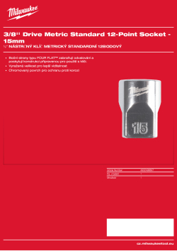 MILWAUKEE 3/8'' Drive Metric Standard 12-Point Socket 4932498807 A4 PDF