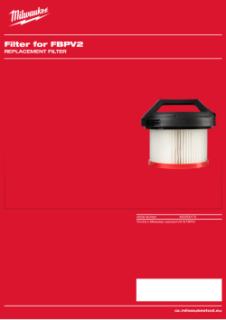 MILWAUKEE Replacement Filter 4932500170 A4 PDF