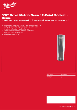 MILWAUKEE ⅜″ prodloužený nástrčný klíč metrický standardní 12-bodový - 15 mm 4932498819 A4 PDF
