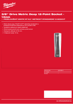 MILWAUKEE ⅜″ prodloužený nástrčný klíč metrický standardní 12-bodový - 14 mm 4932498818 A4 PDF