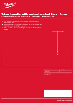 MILWAUKEE Výkyvná nástrčná hlavice s dlouhou T-rukojetí Hex 19 mm 4932492688 A4 PDF