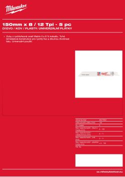 MILWAUKEE Universal Blades (Wood / Metal / Plastic) 48475091 A4 PDF