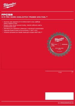 MILWAUKEE Nůž pro řezák ocelových trubek M18 FUEL™ 4932500399 A4 PDF