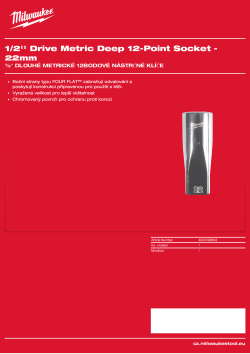 MILWAUKEE 1/2'' Drive Metric Deep 12-Point Socket 4932498843 A4 PDF