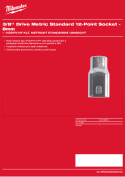 MILWAUKEE 3/8'' Drive Metric Standard 12-Point Socket 4932498800 A4 PDF
