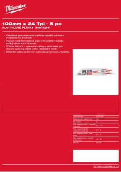 MILWAUKEE SAWZALL™ B. 100 x 25T - 5 ks 48475185 A4 PDF