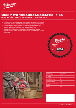 MILWAUKEE Pilový kotouč Nitrus P WD 190 x 30 x 1,8 x 24 střídavý zub 4932499376 A4 PDF