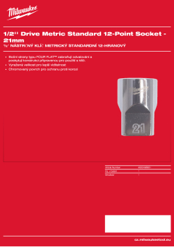MILWAUKEE 1/2'' Drive Metric Standard 12-Point Socket 4932498831 A4 PDF