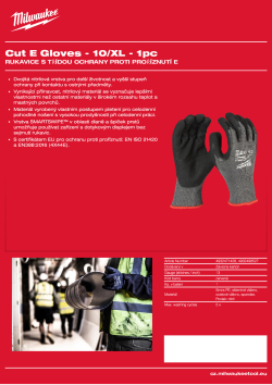 MILWAUKEE Rukavice s třídou ochrany proti proříznutí E - Xl/10 - 1 ks 4932498527 A4 PDF