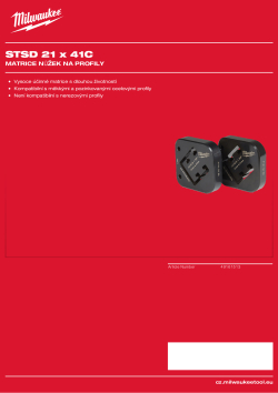 MILWAUKEE Matrice nůžek na profily 21 x 41 mm sada 49161513 A4 PDF