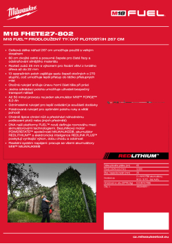 MILWAUKEE M18 FUEL™ prodloužený tyčový plotostřih 267 cm 4933492911 A4 PDF