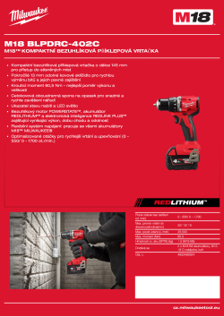 MILWAUKEE M18™ kompaktní bezuhlíková příklepová vrtačka 4933492824 A4 PDF
