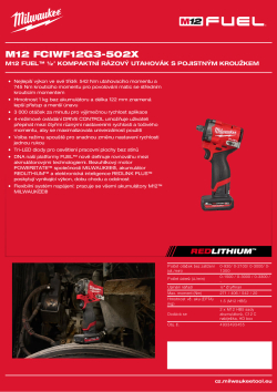 MILWAUKEE M12 FUEL™ ½″ kompaktní rázový utahovák s třecím kroužkem 4933493455 A4 PDF