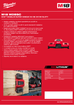 MILWAUKEE M18™ mobilní super nabíječka se dvěma sloty 4932498557 A4 PDF
