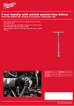 MILWAUKEE Výkyvná nástrčná hlavice s dlouhou T-rukojetí Hex 20 mm 4932492689 A4 PDF