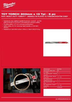 MILWAUKEE SAWZALL™ B. TCT TORCH™ 300 x 10T - 5 ks 48475553 A4 PDF