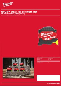 MILWAUKEE STUD™ Tape Measure (Gen 3) 4932498764 A4 PDF