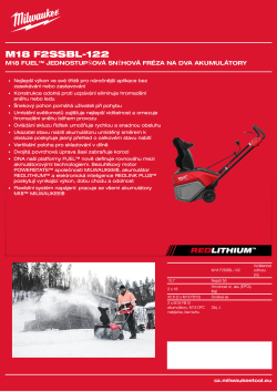 MILWAUKEE M18 FUEL™ jednostupňová sněhová fréza na dva akumulátory 4933500055 A4 PDF