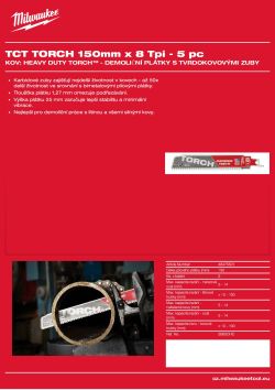 MILWAUKEE SAWZALL™ B. TCT TORCH™ 150 x 8T - 5 ks 48475501 A4 PDF
