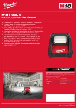 MILWAUKEE M18™ Svítilna s velkým výkonem 4933478119 A4 PDF
