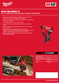 MILWAUKEE M12™ kompaktní bezuhlíkový rázový utahovák 4933499689 A4 PDF