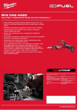 MILWAUKEE M12 FUEL™ HACKZALL™ kompaktní pilka na kov 4933500571 A4 PDF