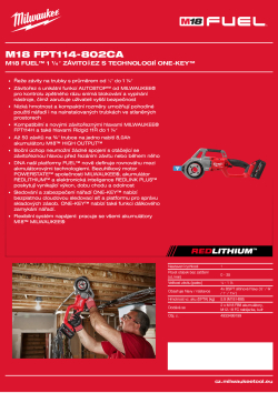 MILWAUKEE M18 FUEL™ 1 ¼″ závitořez s technologií ONE-KEY™ 4933499199 A4 PDF