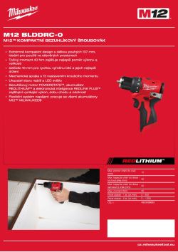MILWAUKEE M12™ kompaktní bezuhlíkový šroubovák 4933499683 A4 PDF
