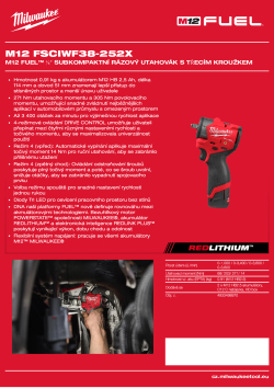MILWAUKEE M12 FUEL™ ⅜″ subkompaktní rázový utahovák s třecím kroužkem 4933498970 A4 PDF